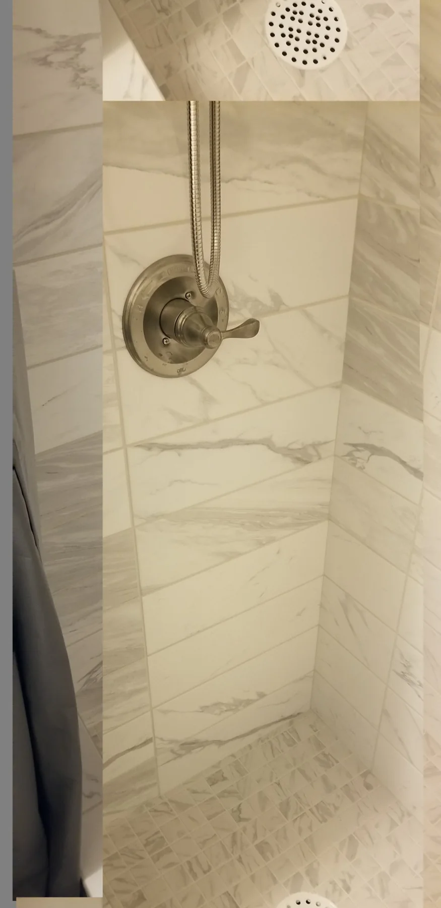 Marble-look shower tile detail